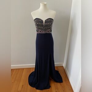 Elegant Navy Blue Long Prom Dress